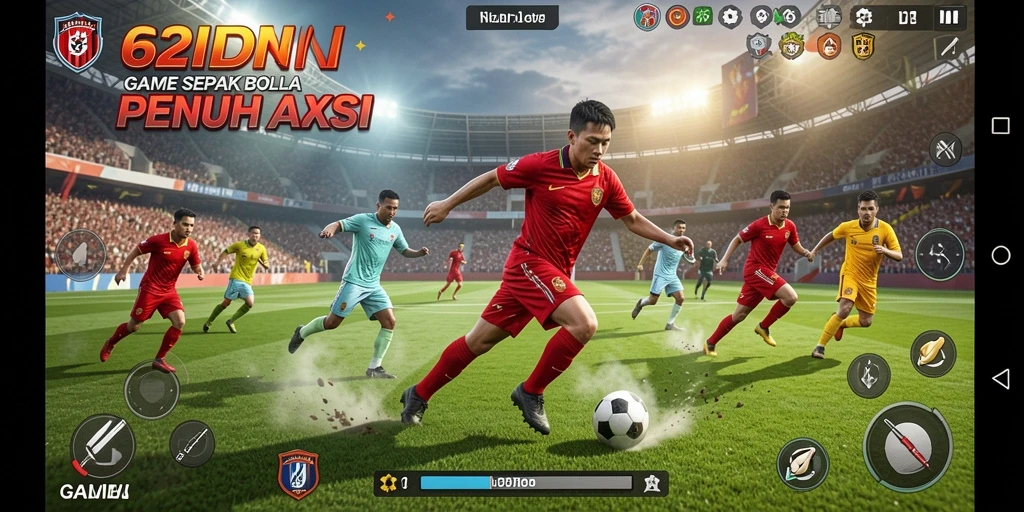 Tampilan gameplay sepak bola yang seru di 62IDN.