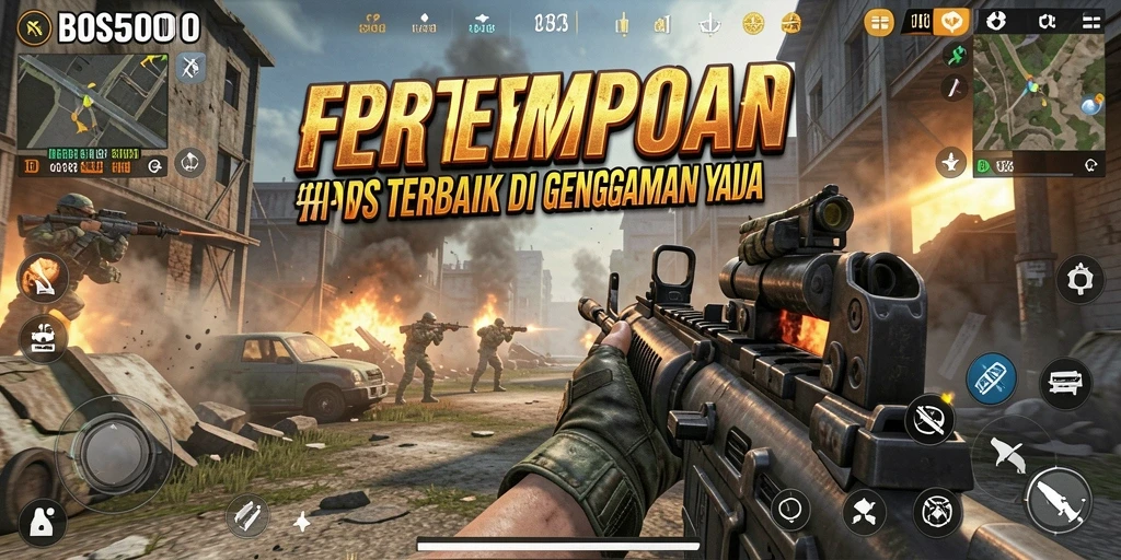 Screenshot gameplay BOS5000 menampilkan aksi mendebarkan dalam pertempuran.