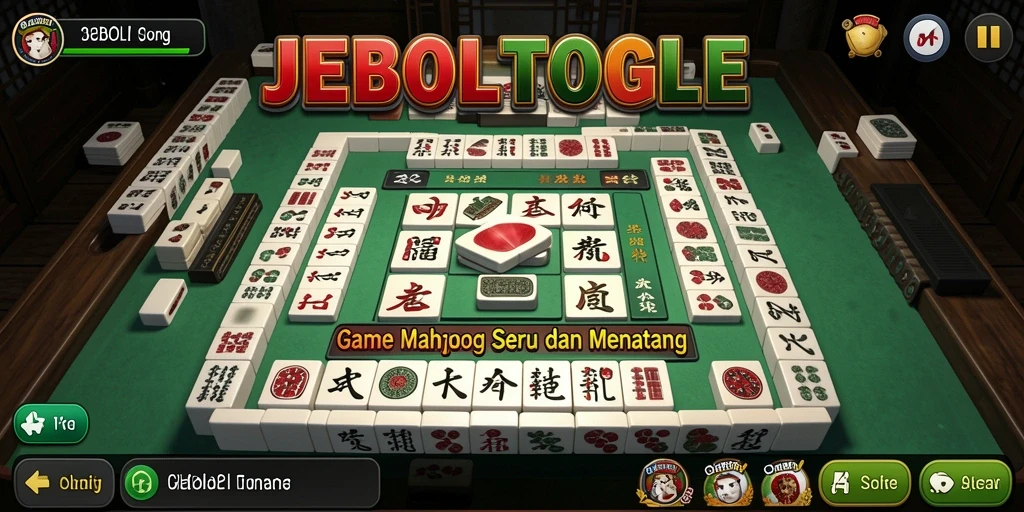 Tampilan gameplay seru dari JEBOLTOGEL yang menampilkan mahjong klasik.
