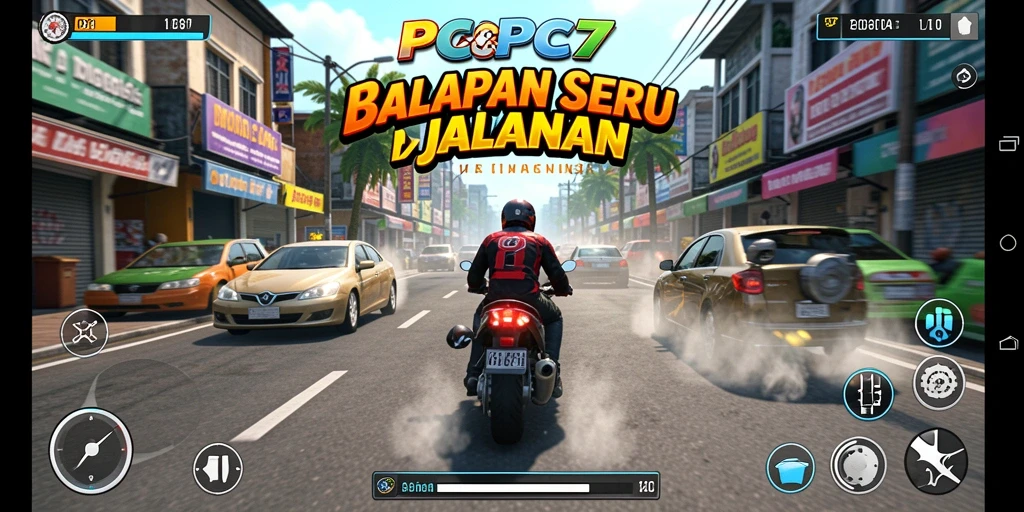 Tampilan gameplay seru dalam balapan di PCPC7.