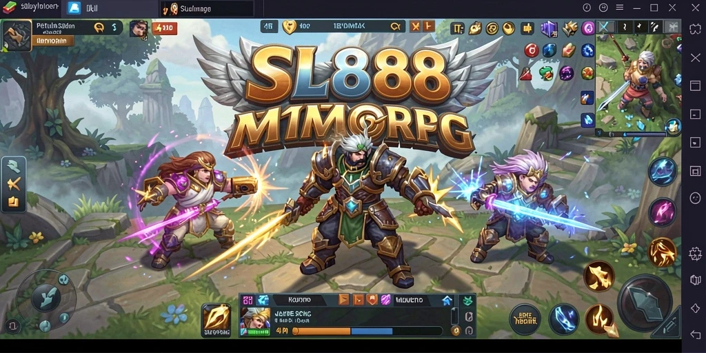 Screenshot SL888 yang menampilkan aksi seru dalam pertempuran MMORPG.