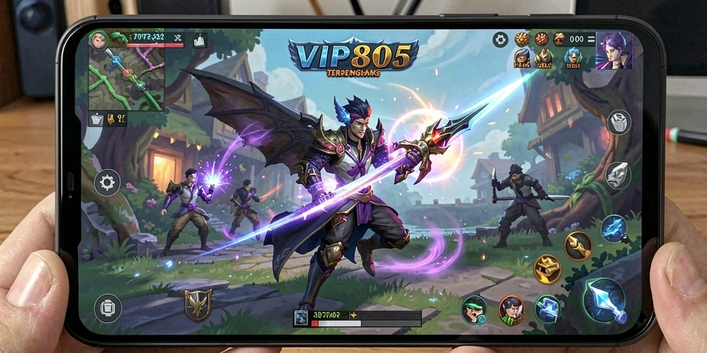 Screenshot gameplay VIP805 menunjukkan pertempuran strategi yang intens.